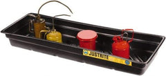 Justrite - 12 Gallon Capacity, 16 Inch Long x 46 Inch Wide, Polyurethane Spill Tray - 16 Inch Diameter, 5-1/2 Inch High, Black - Makers Industrial Supply