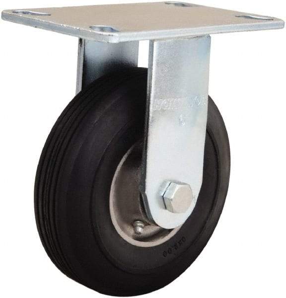 Hamilton - 6" Diam x 2" Wide, Rubber Rigid Caster - 300 Lb Capacity, Top Plate Mount, 4-1/2" x 6-1/4" Plate, Straight Roller Bearing - Makers Industrial Supply