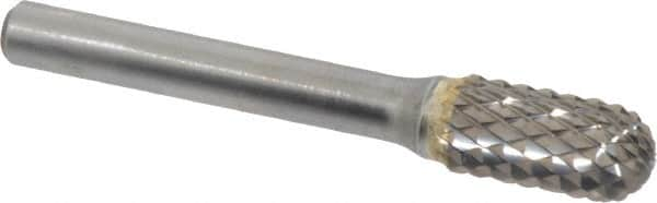 SGS Pro - 3/8" Cut Diam, 1/4" Shank Diam, Cylinder with Radius Head Double Cut Burr - Carbide, Radius End, 3/4" LOC, 2-1/2" OAL - Makers Industrial Supply