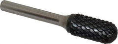 SGS Pro - 1/2" Cut Diam, 1/4" Shank Diam, Cylinder with Radius Head Double Cut Burr - Carbide, Radius End, 1" LOC, 2-3/4" OAL - Makers Industrial Supply