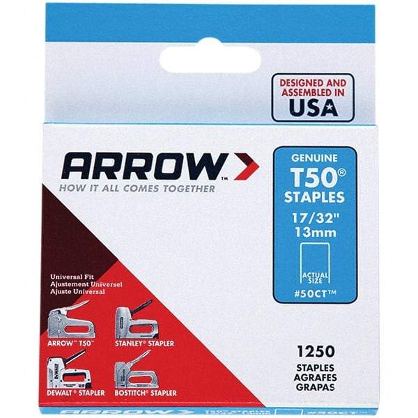 Arrow - 3/8" Wide Galvanized Steel Heavy-Duty Staples - 17/32" Leg Length - Makers Industrial Supply