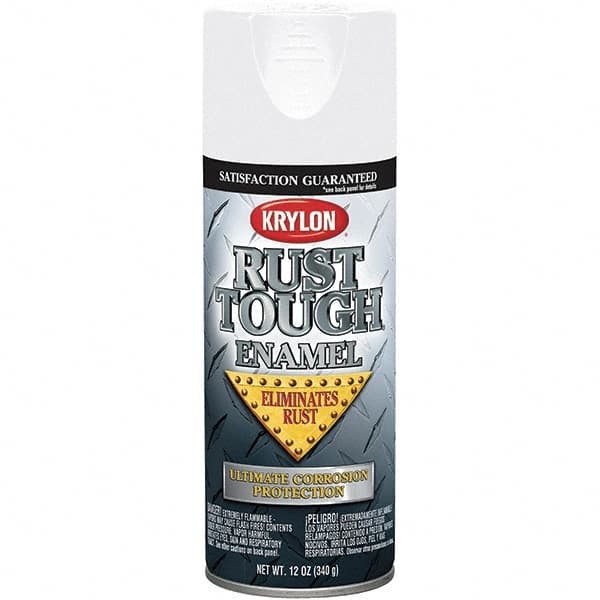 Krylon - White, Gloss, Rust Proof Enamel Spray Paint - 25 Sq Ft per Can, 12 oz Container, Use on Wood, Metal - Makers Industrial Supply