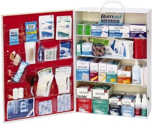 Medique - 1,300 Piece, 125 Person, Industrial First Aid Kit - 15-1/4" Wide x 22-1/4" Deep x 5-1/2" High, Metal Cabinet - Makers Industrial Supply