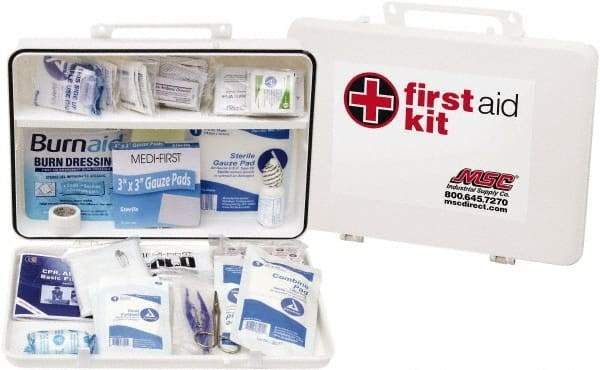 Medique - 200 Piece, 50 Person, Industrial First Aid Kit - 13-3/4" Wide x 9-1/2" Deep x 3" High, Plastic Case - Makers Industrial Supply