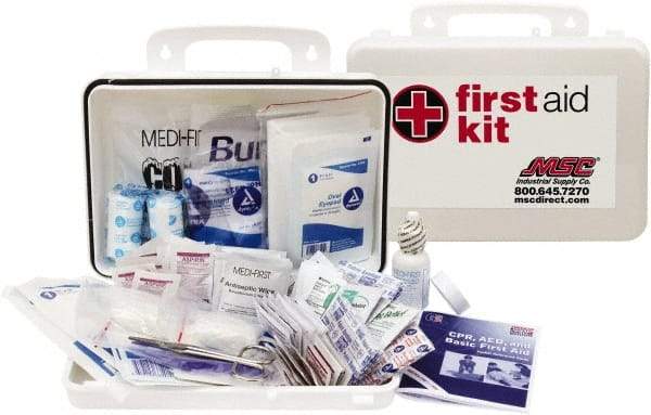 Medique - 150 Piece, 25 Person, Industrial First Aid Kit - 9-1/4" Wide x 6-3/4" Deep x 3" High, Plastic Case - Makers Industrial Supply