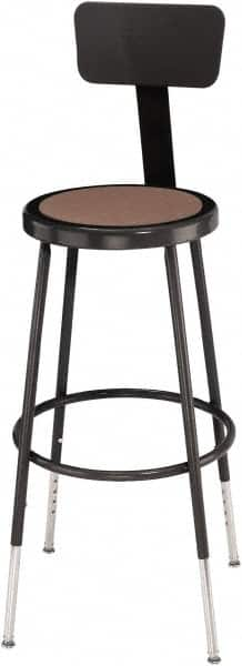 NPS - 14 Inch Wide x 14 Inch Deep x 25 to 32-1/2 Inch High, Steel Base, Adjustable Height Stool - Hardboard Seat, Black - Makers Industrial Supply