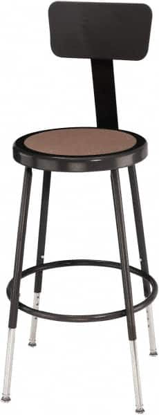 NPS - 14 Inch Wide x 14 Inch Deep x 19 to 26-1/2 Inch High, Steel Base, Adjustable Height Stool - Hardboard Seat, Black - Makers Industrial Supply