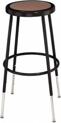 NPS - 14 Inch Wide x 14 Inch Deep x 25 to 33 Inch High, Steel Base, Adjustable Height Stool - Hardboard Seat, Black - Makers Industrial Supply