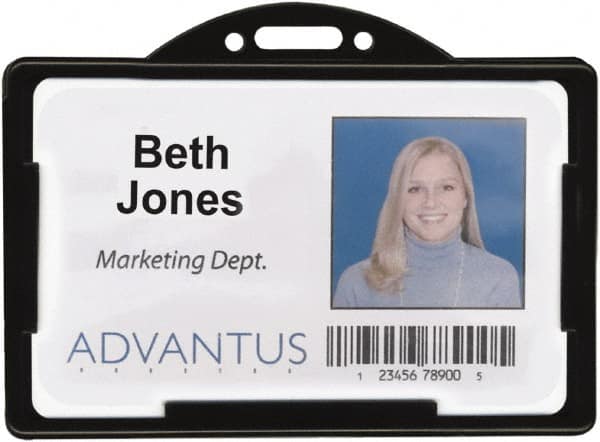 ADVANTUS - Clip-On Badge Holder - Black - Makers Industrial Supply