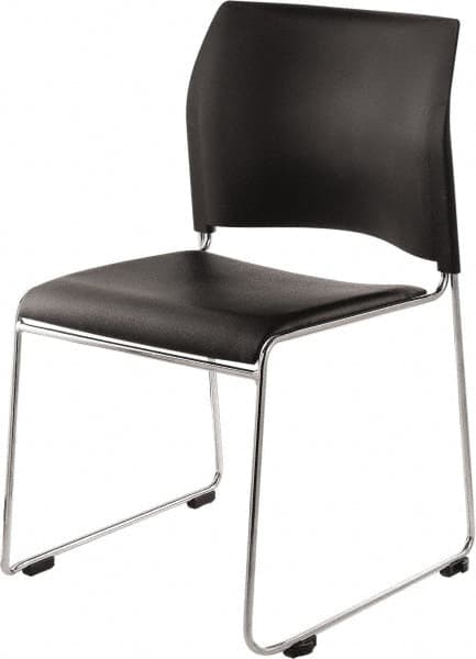 NPS - Vinyl Black Stacking Chair - Chrome Frame, 20" Wide x 19-1/4" Deep x 30" High - Makers Industrial Supply