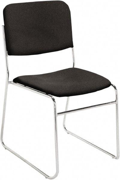 NPS - Fabric Black Stacking Chair - Chrome Frame, 19" Wide x 21" Deep x 33" High - Makers Industrial Supply