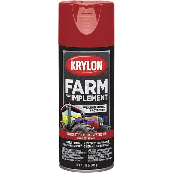 Krylon - Red (International Harvester), 12 oz Net Fill, Gloss, Farm & Equipment Spray Paint - 12 oz Container, Use on Equipment - Makers Industrial Supply