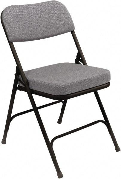 NPS - 18" Wide x 20-3/4" Deep x 32" High, Steel & Fabric Folding Chair with Fabric Padded Seat - Grey - Makers Industrial Supply