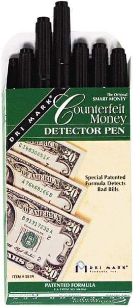 Dri-Mark - Black Counterfeit Detector Marker - Felt Tip, Chemically Sensitive Ink - Makers Industrial Supply