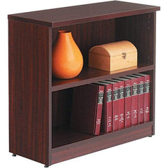 ALERA - 2 Shelf, 29-1/2" High x 31-3/4" Wide Bookcase - 14" Deep, Woodgrain Laminate, Mahogany - Makers Industrial Supply