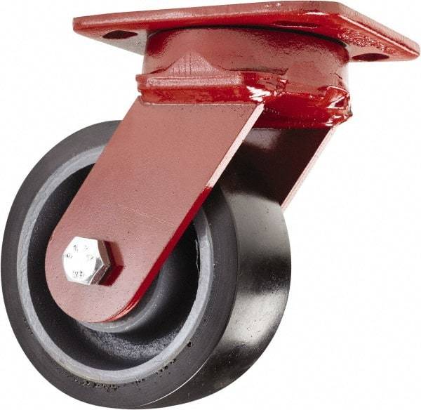 Hamilton - 5" Diam x 2" Wide x 6-1/2" OAH Top Plate Mount Swivel Caster - Polyurethane, 1,360 Lb Capacity, Sealed Precision Ball Bearing, 4 x 5" Plate - Makers Industrial Supply