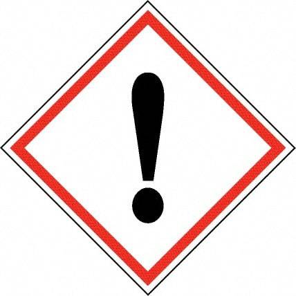 NMC - Hazardous Materials Label, Header: Harmful Irritant Warning - Legend: GHS - Graphic, English, Black & Red, 2" Long x 2" High, No Coating - Makers Industrial Supply