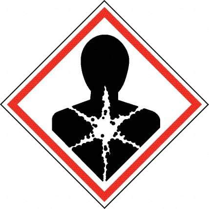 NMC - Hazardous Materials Label, Header: Health Hazard - Legend: GHS - Graphic, English, Black & Red, 2" Long x 2" High, No Coating - Makers Industrial Supply