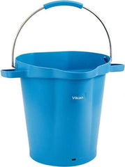 Vikan - 5 Gal, 18" High, Polypropylene Round Blue Single Pail with Pour Spout - Handle Included, 15.4mm Top Length x 18.9" Top Width x 18.9" Top Diam - Makers Industrial Supply