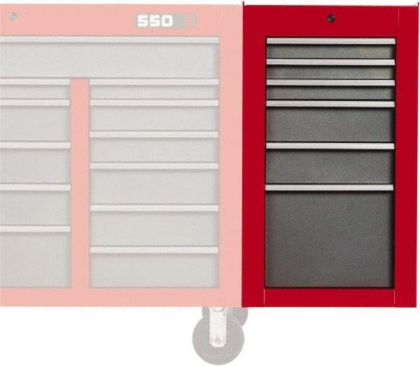 Proto - 6 Drawer Red/Gray Side Cabinet - 19" Wide x 34" High x 25" Deep, Use with 502 Series Box - Makers Industrial Supply