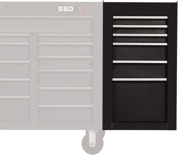 Proto - 6 Drawer Black Side Cabinet - 19" Wide x 34" High x 25" Deep, Use with 500 Series Box - Makers Industrial Supply