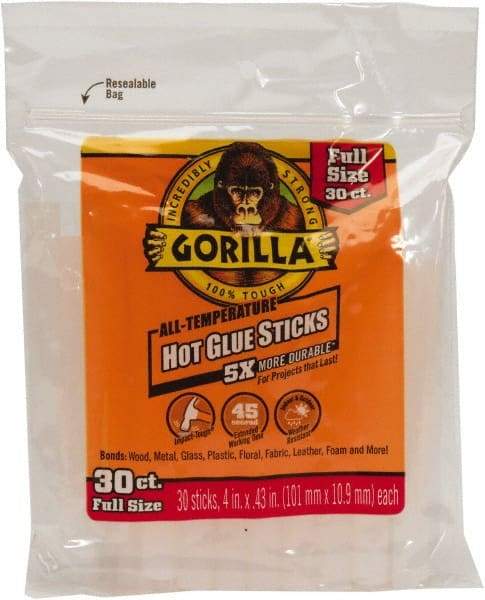 Gorilla Glue - 0.43" Diam, 4" Long, Clear, Hot Melt, Low Melt Glue Stick - Makers Industrial Supply