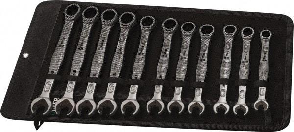 Wera - 11 Piece, 8mm to 19mm, Combination Wrench Set - Metric Measurement Standard, Chrome Vanadium Finish, Comes in Canvas Tool Holster - Makers Industrial Supply