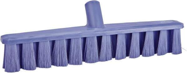 Vikan - 15.25" Fine Particle Polyester Push Broom - 1-7/8" Bristle Length, Plastic Block, European Threaded Handle Connection, Handle Sold Separately - Makers Industrial Supply