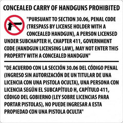 NMC - "Concealed Carry of Handguns Prohibited", 30" Long x 30" Wide, Aluminum Safety Sign - Square, 0.118" Thick, Use for Accident Prevention - Makers Industrial Supply