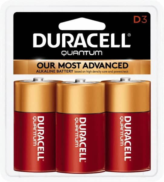 Duracell - Size D, Alkaline, 3 Pack, Standard Battery - 1.5 Volts, Button Tab Terminal, LR20, ANSI 13A Regulated - Makers Industrial Supply