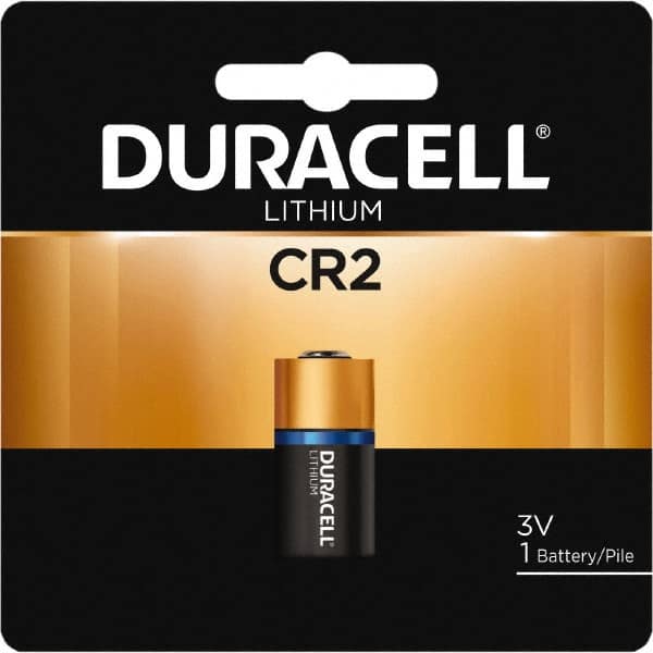 Duracell - Size CR2, Lithium, 1 Pack, Button & Coin Cell Battery - 3 Volts, Button Tab Terminal, CR17355, ANSI 5046LC Regulated - Makers Industrial Supply