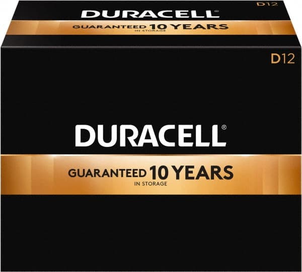 Duracell - Size D, Alkaline, 12 Pack, Standard Battery - 1.5 Volts, Button Tab Terminal, LR20, ANSI 13A Regulated - Makers Industrial Supply