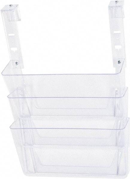 Deflect-o - 13" Wide x 4" Deep x 20" High, 3 Compartments, Plastic Hanging File Folder Racks-Plastic - Clear, 12-3/4" Compartment Width x 3-3/4" Compartment Depth x 6-3/4" Compartment Height - Makers Industrial Supply