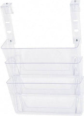 Deflect-o - 13" Wide x 4" Deep x 20" High, 3 Compartments, Plastic Hanging File Folder Racks-Plastic - Clear, 12-3/4" Compartment Width x 3-3/4" Compartment Depth x 6-3/4" Compartment Height - Makers Industrial Supply