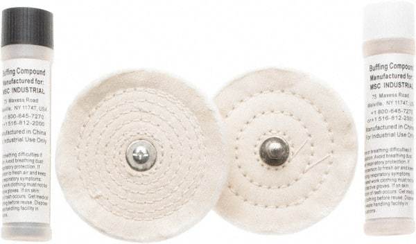 Value Collection - 4" Diam Cushion Sewn, Spiral Sewn Buffing Wheel Set - 1/2" Arbor Hole - Makers Industrial Supply