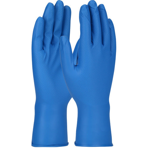 ‎67-308/XXXL Disposable Gloves - Ambi-Dex Grippaz Food Plus - Blue - 8 Mil Nitrile - Fish Scale Grip - 48/Bg - Exact Industrial Supply