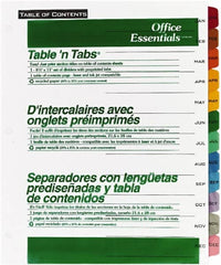 Office Essentials - 11 x 8 1/2" Jan to Dec Label, 12 Tabs, 3-Hole Punched, Preprinted Tab Dividers - Multicolor Tabs, White Folder - Makers Industrial Supply