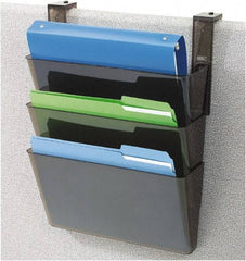 Deflect-o - 13" Wide x 7" High x 4" Deep Plastic Wall File - 3 Compartments, Black - Makers Industrial Supply