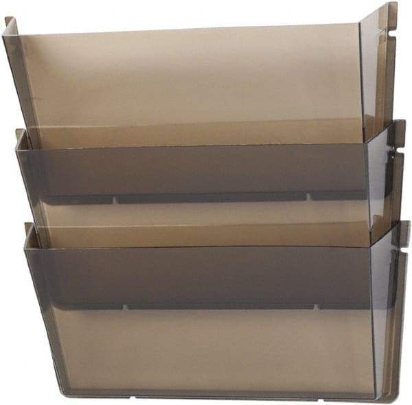 Deflect-o - 14-1/2" Wide x 6-1/2" High x 3" Deep Plastic Wall File - 3 Compartments, Smoke - Makers Industrial Supply