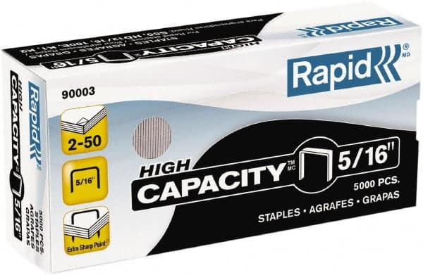 Rapid - 5/16" Leg Length, Galvanized Steel Staplers-Full Strip Desktop Staples - 50 Sheet Capacity, For Use with Rapid S50 High-Capacity SuperFlatClinch Half Strip Desktop Stapler, K1 Pliers, K2 & R90E - Makers Industrial Supply