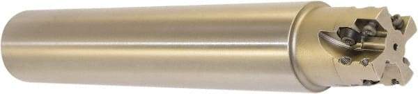 Millstar - 1-1/2" Cut Diam, 1.58" Max Depth, 1-1/2" Shank Diam, Cylindrical Shank Indexable High-Feed End Mill - Screw Holding Method, HFCI-1204 Insert, HFSS Toolholder, Through Coolant - Makers Industrial Supply