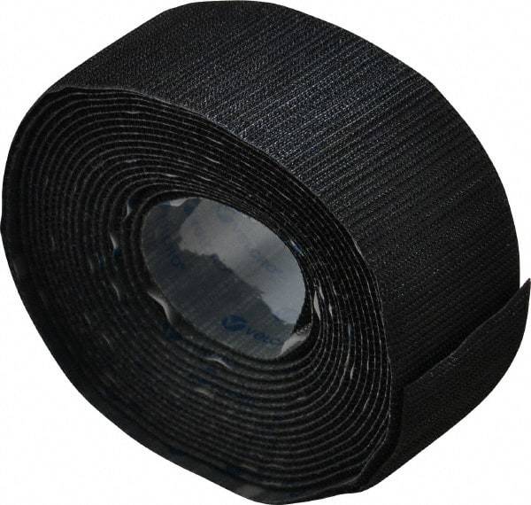 VELCRO Brand - 2" Wide x 5 Yd Long Adhesive Backed Hook Roll - Continuous Roll, Black - Makers Industrial Supply