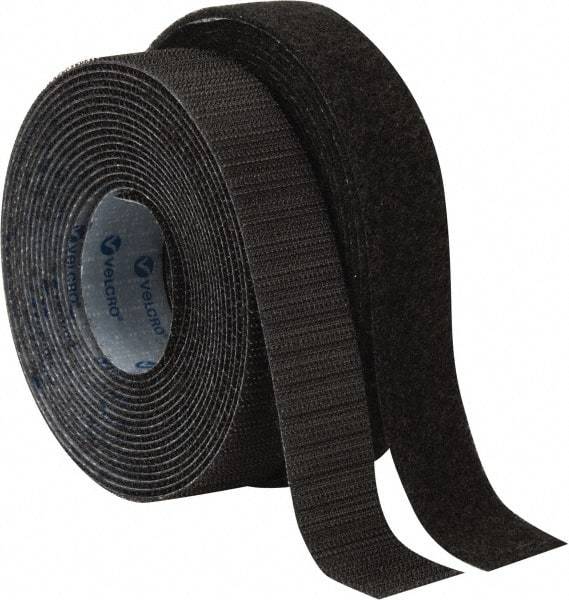 VELCRO Brand - 1" Wide x 5 Yd Long Adhesive Backed Hook & Loop Roll - Continuous Roll, Black - Makers Industrial Supply