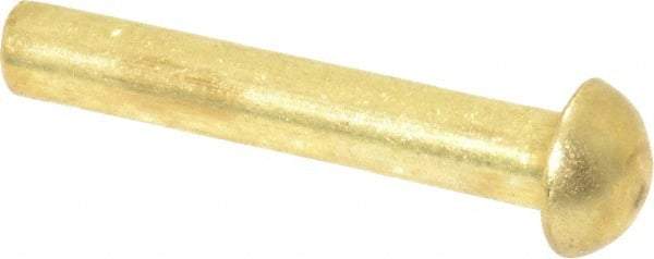 Made in USA - 1/8" Body Diam, Round Brass Solid Rivet - 3/4" Length Under Head - Makers Industrial Supply