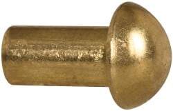 Made in USA - 3/16" Body Diam, Round Brass Solid Rivet - 3/8" Length Under Head - Makers Industrial Supply