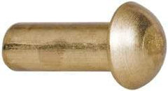 Made in USA - 3/16" Body Diam, Round Brass Solid Rivet - 1/2" Length Under Head - Makers Industrial Supply