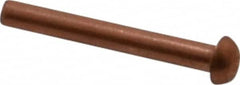 Made in USA - 1/8" Body Diam, Round Copper Solid Rivet - 1" Length Under Head - Makers Industrial Supply