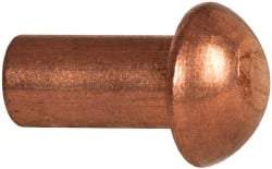 Made in USA - 3/16" Body Diam, Round Copper Solid Rivet - 3/8" Length Under Head - Makers Industrial Supply