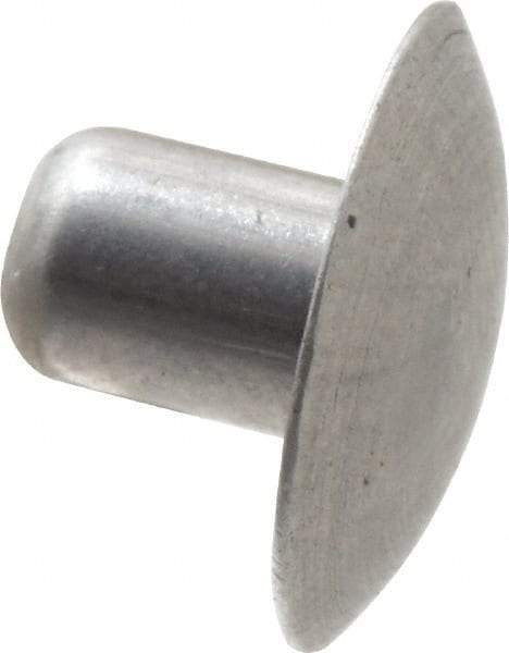 Made in USA - 3/16" Body Diam, Brazier Aluminum Solid Rivet - 1/4" Length Under Head, Grade 1100F, 0.467" Head Diam x 3/32" Head Height - Makers Industrial Supply