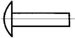 Made in USA - 3/16" Body Diam, Brazier Aluminum Solid Rivet - 5/8" Length Under Head, Grade 2117-T4, 0.467" Head Diam x 3/32" Head Height - Makers Industrial Supply